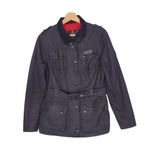 Barbour International Barn Jacket Waxed Cotton British Carbon Finish Black 8